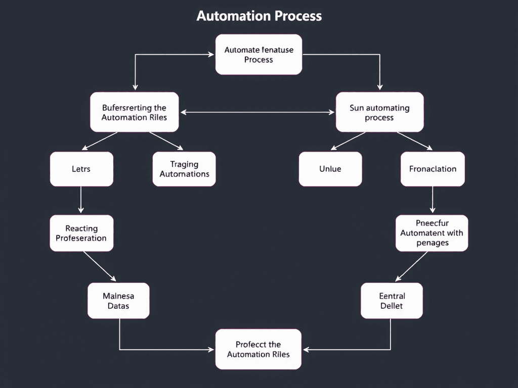 Automation Process flowchart showing the steps and connections in the workflow