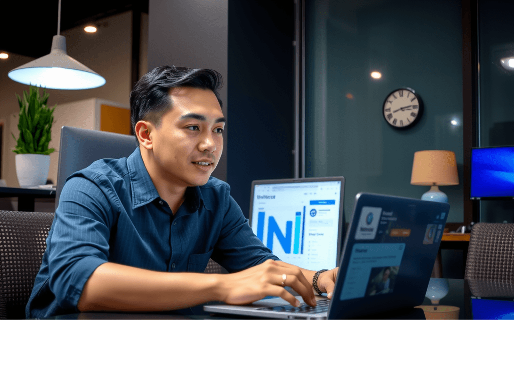 Person analyzing LinkedIn data on a laptop
