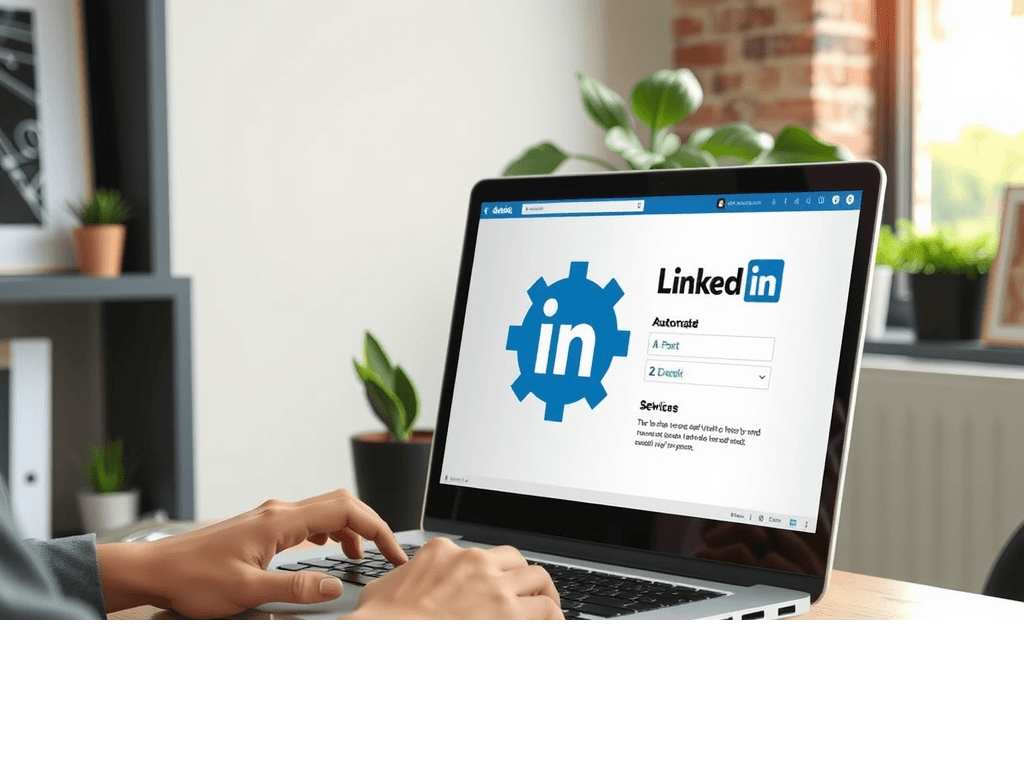 LinkedIn automation interface on a laptop screen
